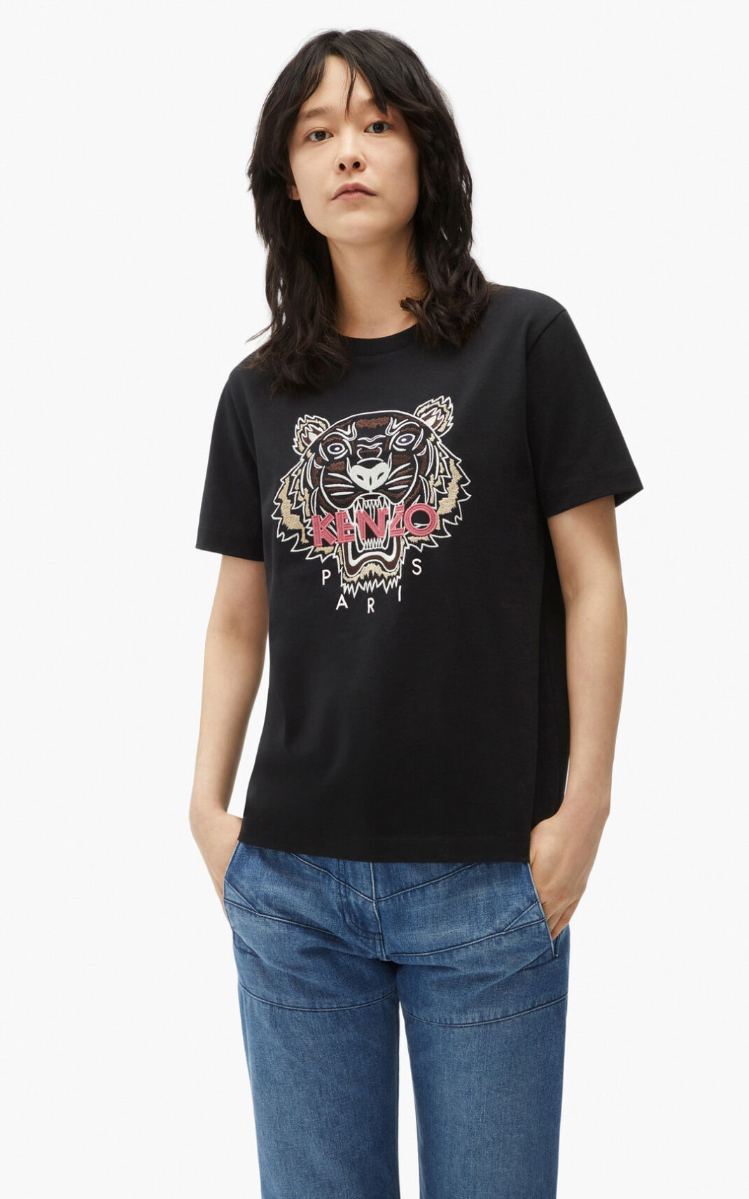 Kenzo Loose fitting Tiger μπλουζακια γυναικεια μαυρα | GR937281